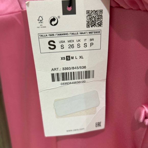 Zara Spaghetti Strap Pink Satin Slip Maxi Dress Side Slit Buttons Women’s S NWT - Picture 8 of 9